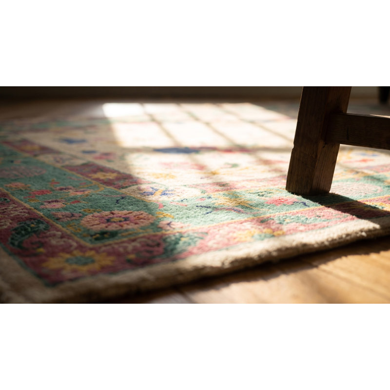 Tapis ivoire antique en laine Art déco