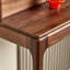 Console ronde en bois de noyer massif-1885759902