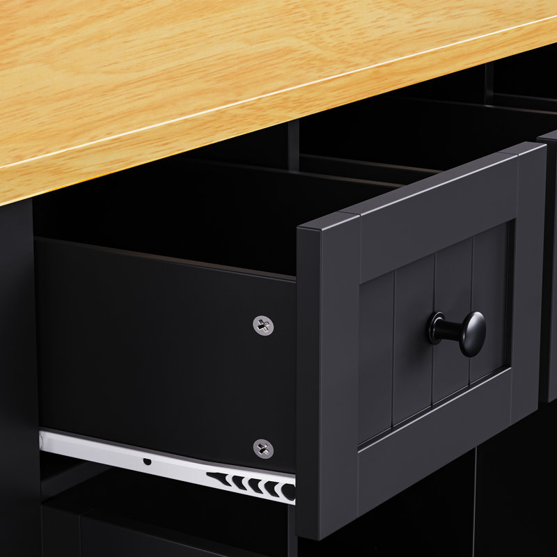 Kitchen Island Set 3 Pieces Kitchen Dining Table Set with Storage Cabinet and Drawers, 53” Kitchen Island with Locking Wheels 2 Stools and Drop Leaf