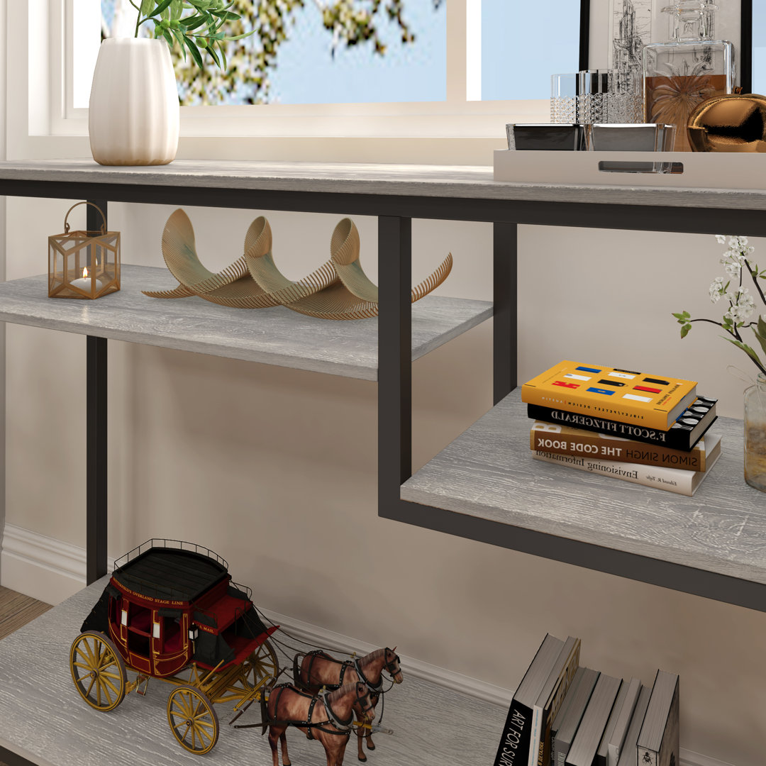 100cm Geometric Art Console Tables for Entryway, Skinny Entry Table with 4 Tier Storage Shelves