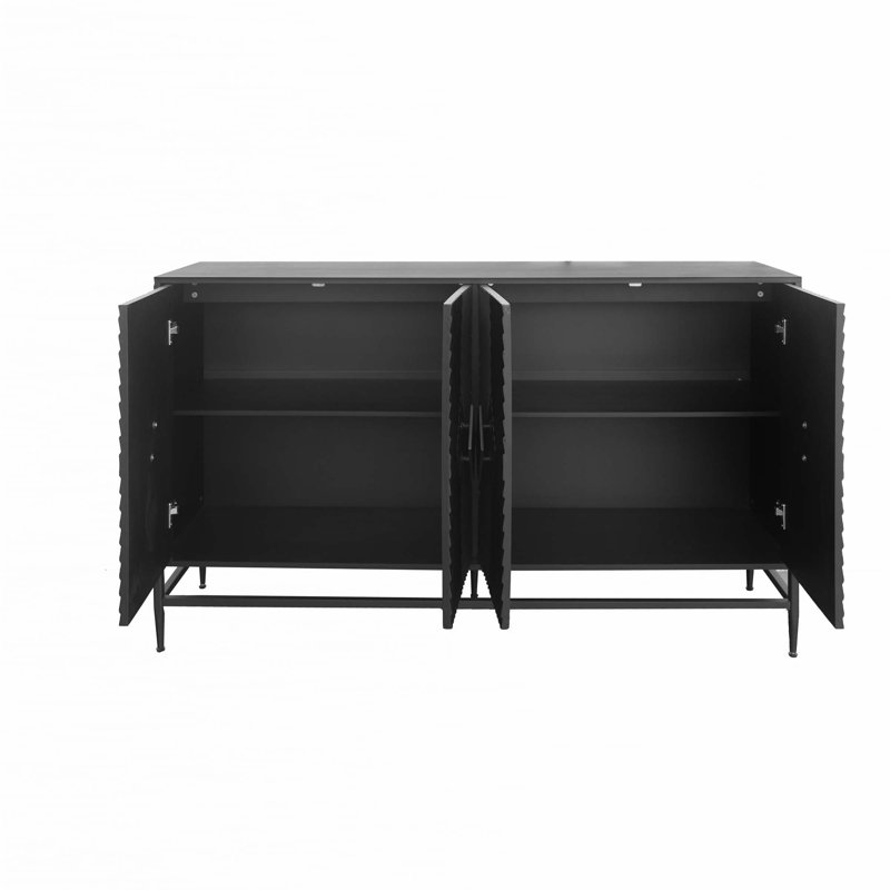Armoire en bois laqué noir 4 portes Accent