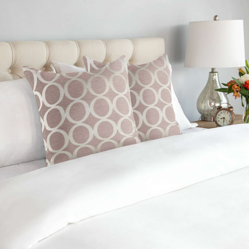 Broward Geometric Square Cushion, Blush/Cream