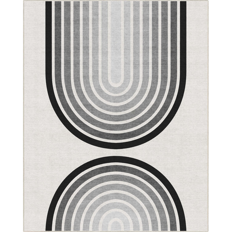 Shanea Arch White Mid-Century Modern Geometric Flat-Weave Rug