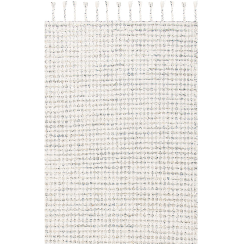 Giavonnie Flat Weave Wool/Sari Silk/Cotton Rug in Light Blue/Ivory, Rectangle 6' x 9'