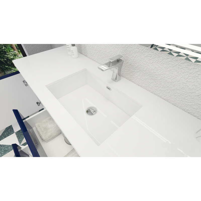 59'' Single Bathroom Vanity with Acrylic Top, Hight Gloss Night Blue