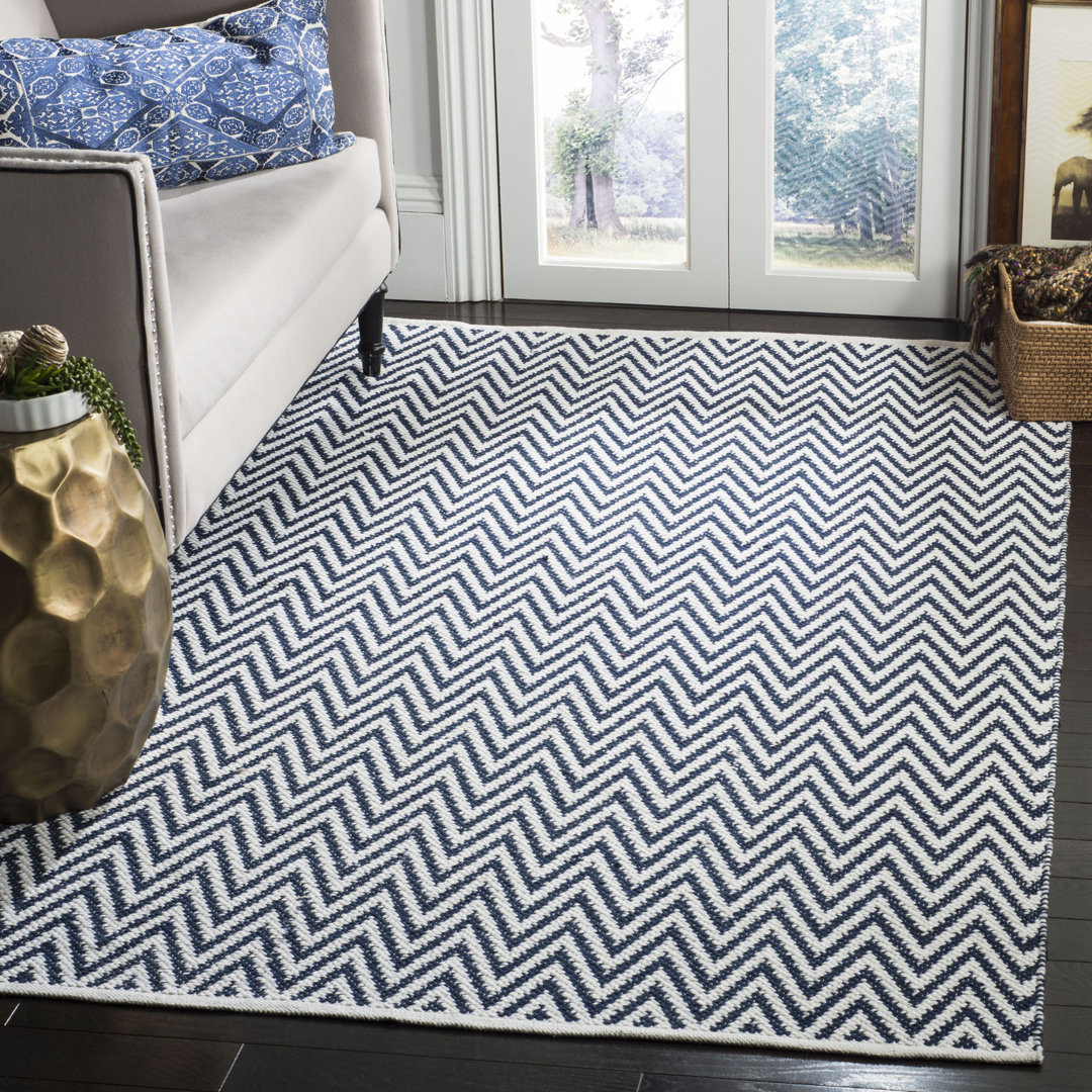 Haqeem Hand Woven Cotton Chevron Rug Ebern Designs Rug 