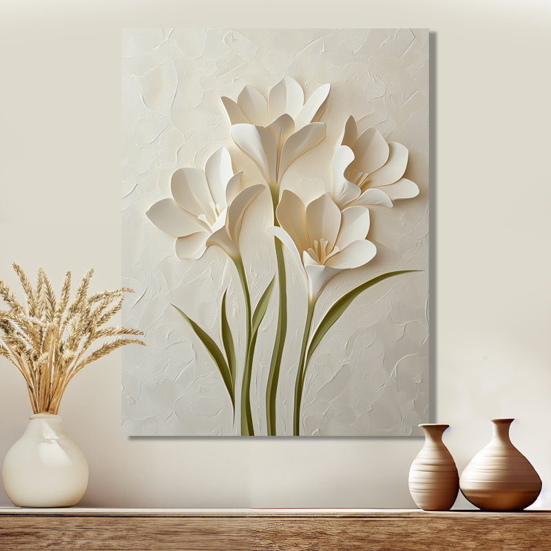 Calm Freesia Minimal Bloom I - iris, décor métallique, impression traditionnelle sur métal, H 40 po x l 30 po x P 0,84 po