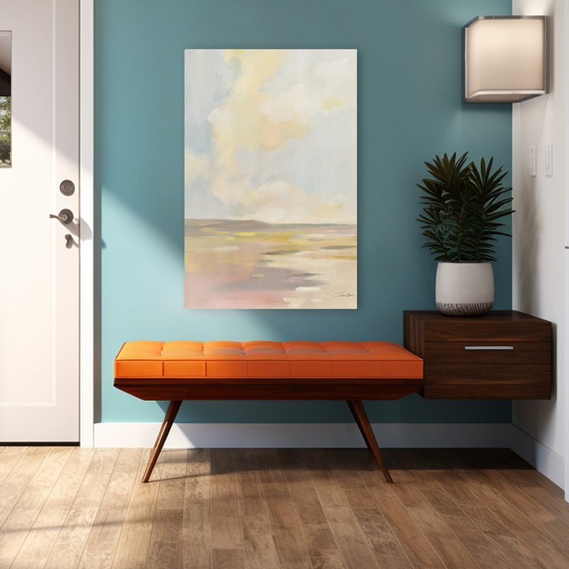 Light Cloud - Abstract Blue Brown Cloud, 48" H x 32" W