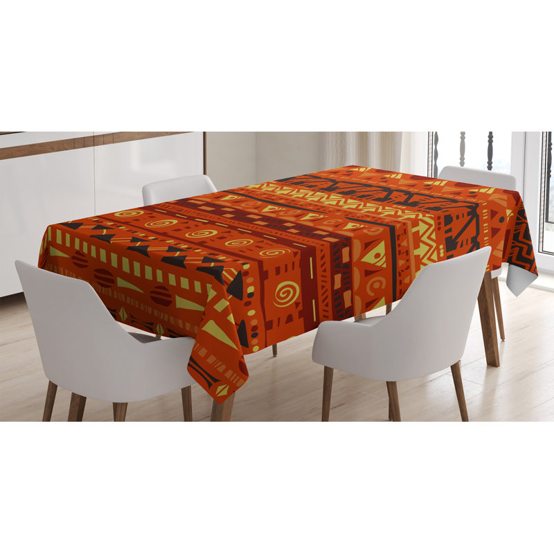 Tribal Dining Room Kitchen Tablecloth, 84" L x 60" W