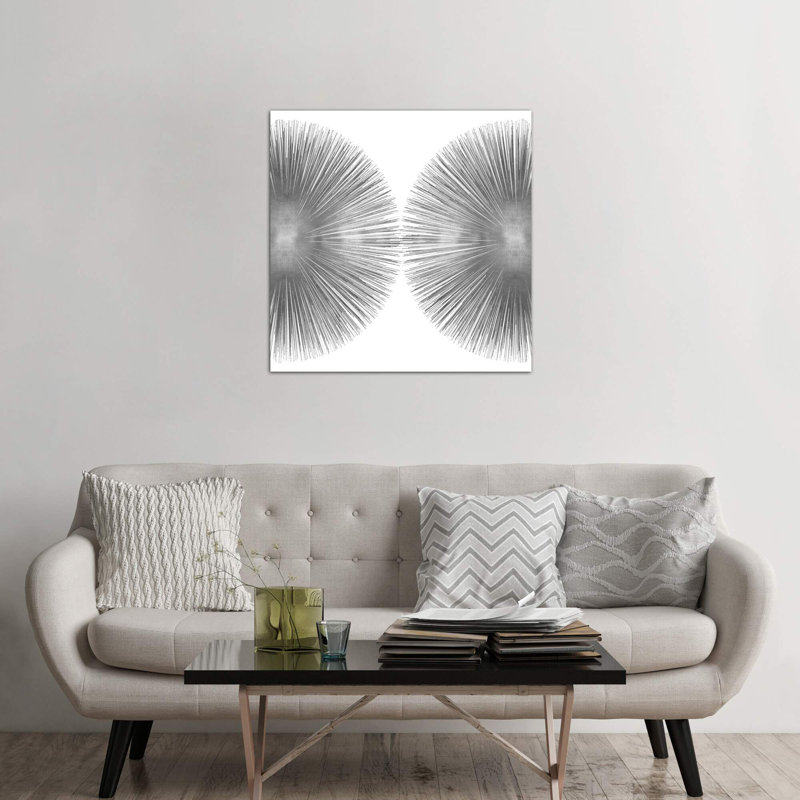 Silver Sunburst II 1 Piece Floater Frame Wall Art on Canvas, 30.48 cm H x 30.48 cm W, Wrapped Canvas