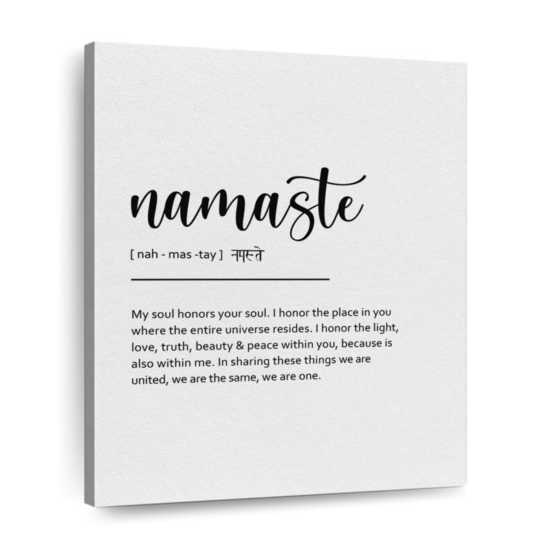 "Namaste", art textuel sur toile tendue, H 45 po x l 36 po x P 1,25 po