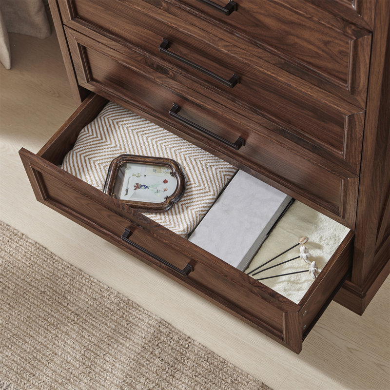 Deavion 44" Farmhouse 6 Drawer Dresser, Wide Chest of Drawers for Bedroom, Brown