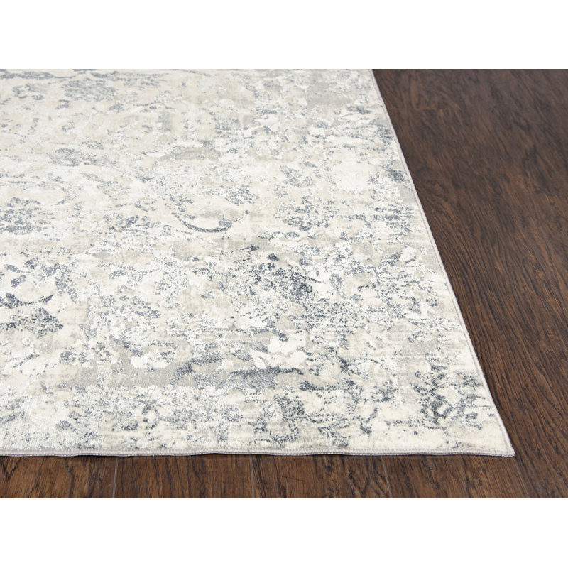 Tapis crème à motif floral Carey, Rectangulaire 3 pi 11 po x 5 pi 6 po