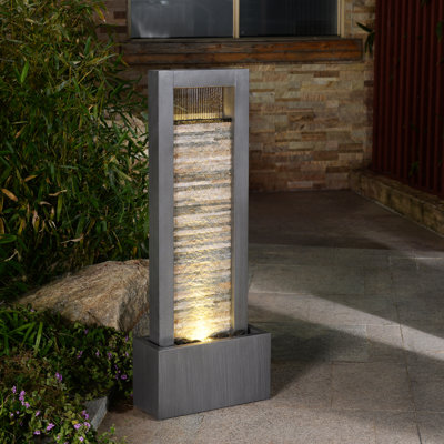 Metal Fountain with Lights
