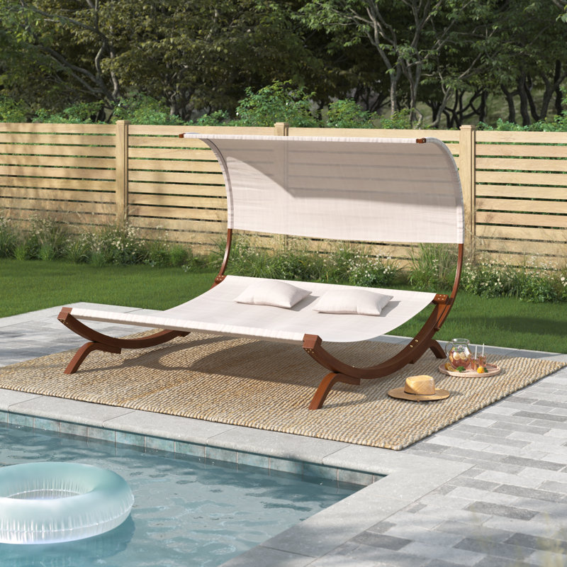  Lit de jour d'extérieur 78,74 "avec coussins, Teck, Beige