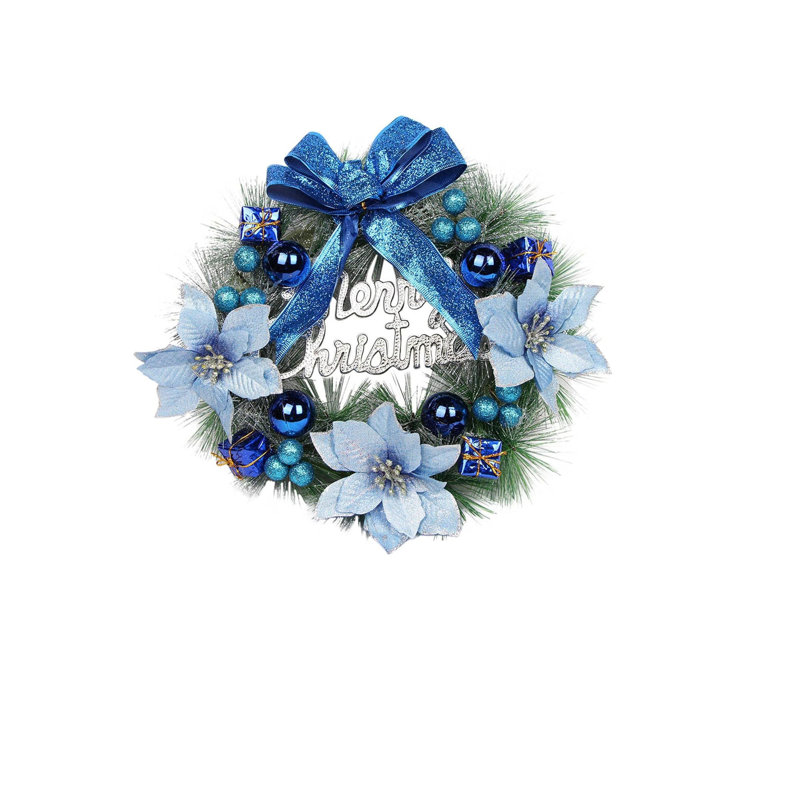 Couronne de Noël pour la porte d'entrée avec décorations bleues Bowknot, Île Seymour Nord, Galapagos