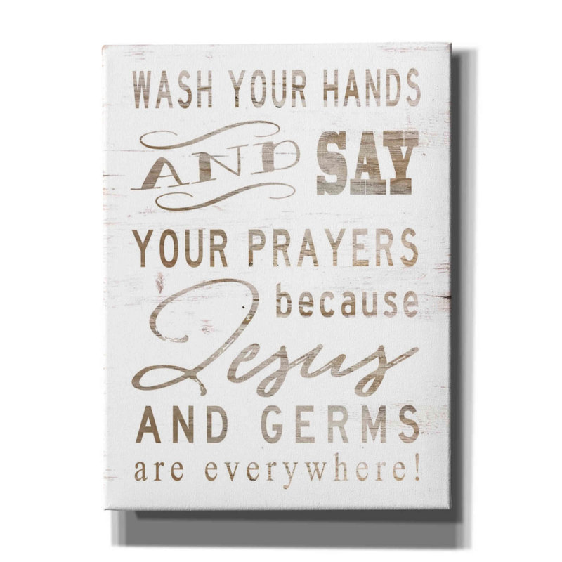 «Wash Your Hands» par Cindy Jacobs, art mural sur toile, H 16 po x l 12 po x P 0,75 po