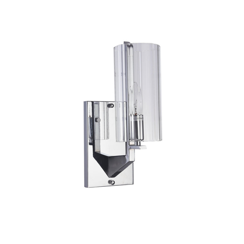 Brindley 1-Light Chrome Arm Sconce with a Clear Glass Shade