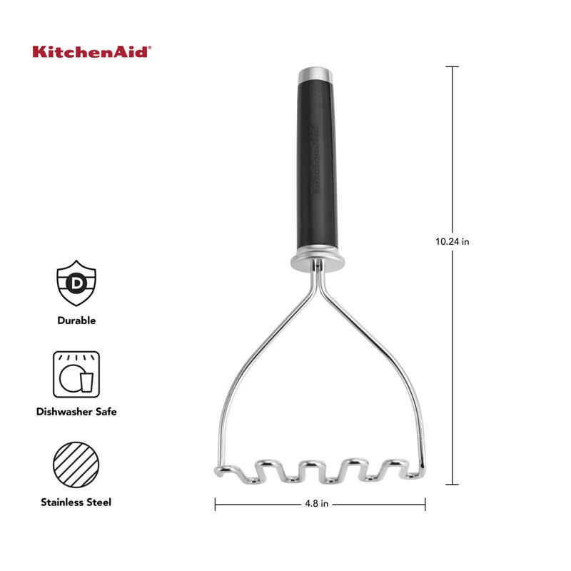 Ergonomic Black Stainless Steel Wire Masher for Vegetables and Fruits