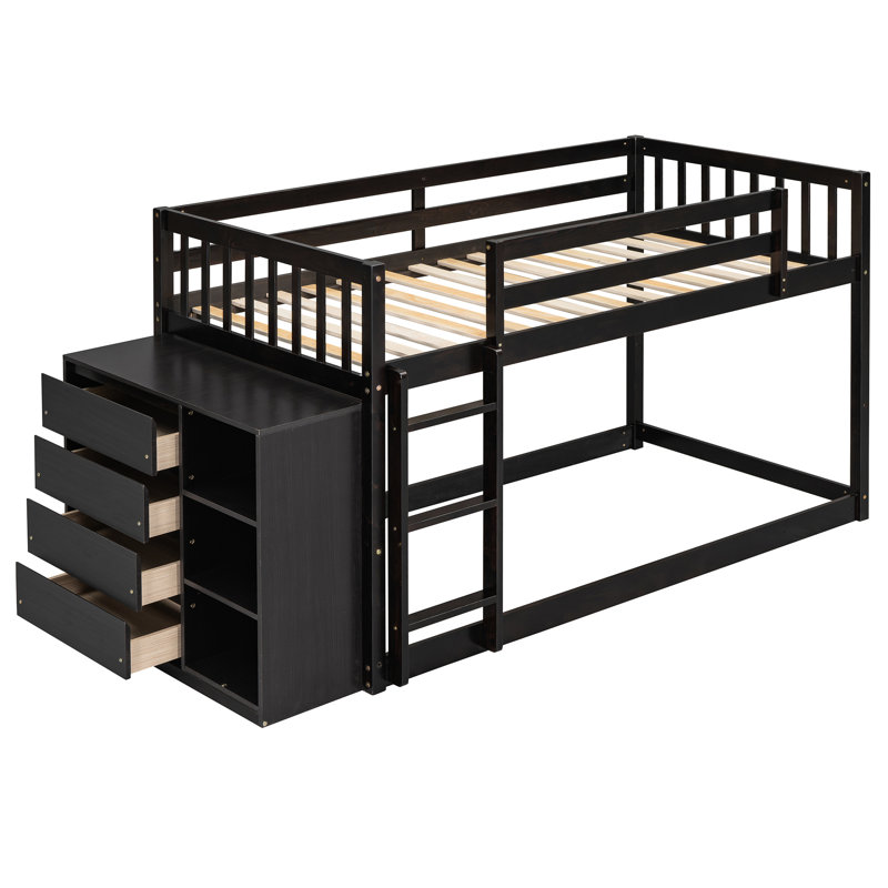 Lit simple superposé au-dessus avec 4 tiroirs pratiques et 3 tablettes pour la maison et le style