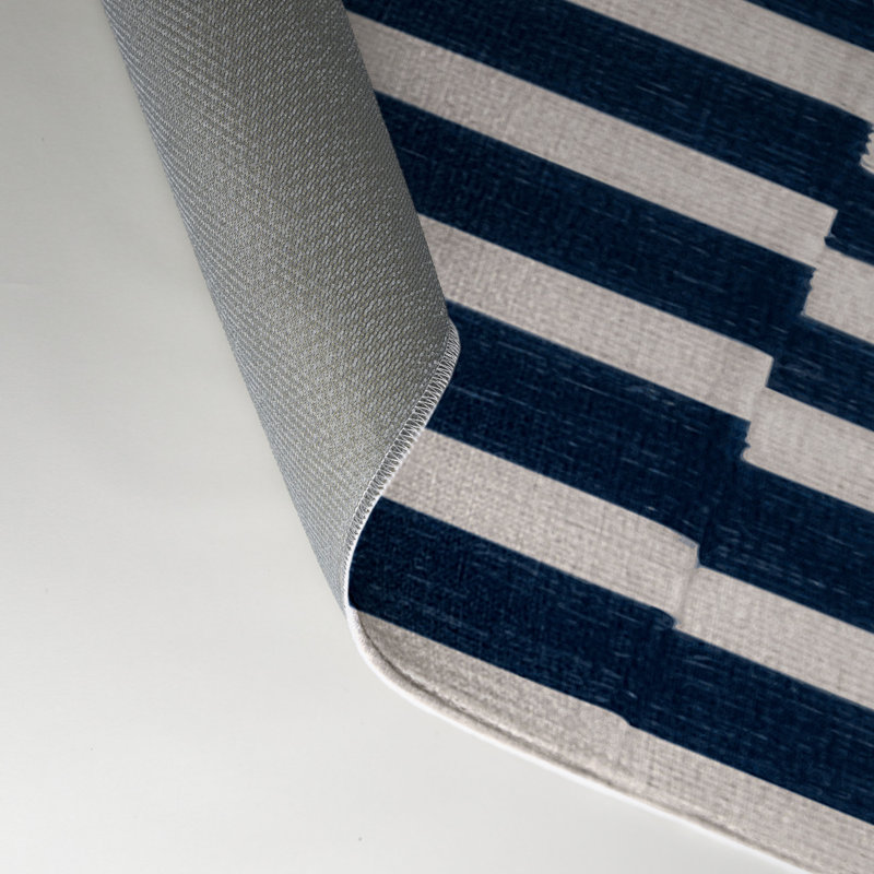 Tapis intérieur / extérieur bleu HorizontalStripes, Rectangle 9 pi x 12 pi
