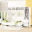 Grand lit Space avec tiroirs et garde-robe - Design élégant en blanc sous la boîte de rangement pour maximiser l'espace