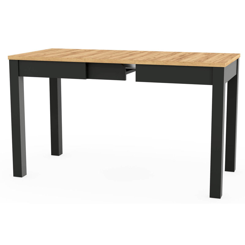Alxander 100 - 160cm L x 60cm W Extendable Dining Table, Black, Craft Oak