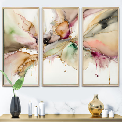 " Liquid Universe With A Touch Of Gold IV " by Designart 3 - Pieces