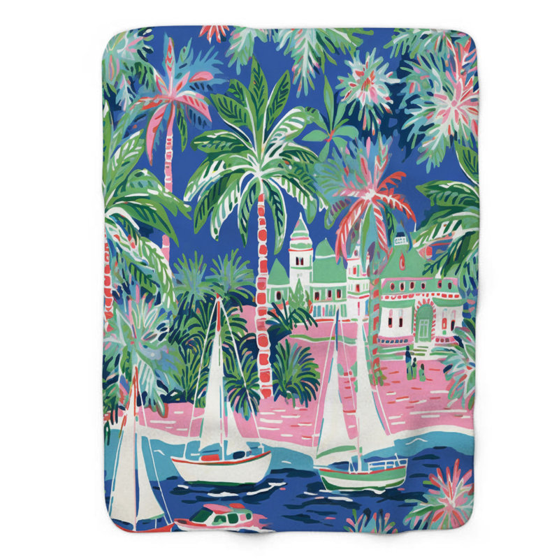 Motif de balise maritime - 1 pièce Sherpa Premium, L 60 po x L 80 po, Scènes de bord de mer élégantes