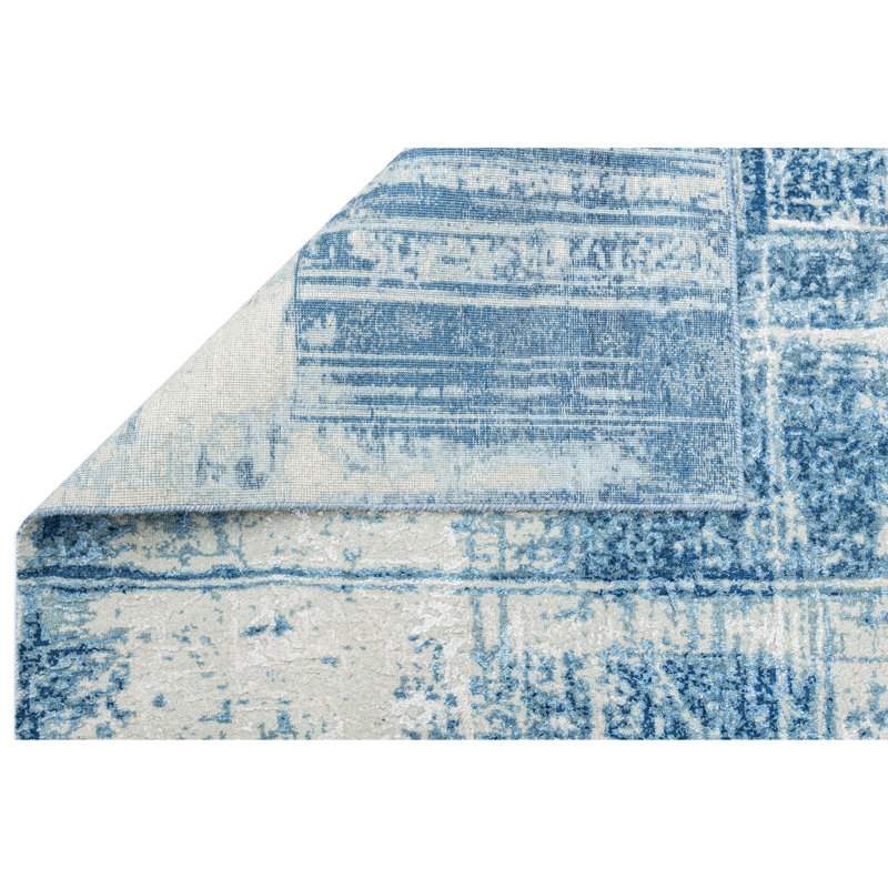 High-Quality Hand-Knotted Silver And Blue Area Rug, Rectangle 6' x 9'