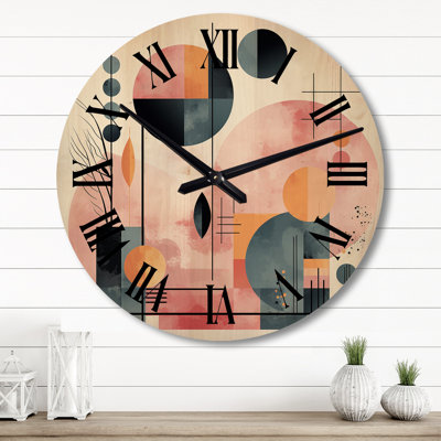 Horloge murale rétro en or rose Minimal Geometrics