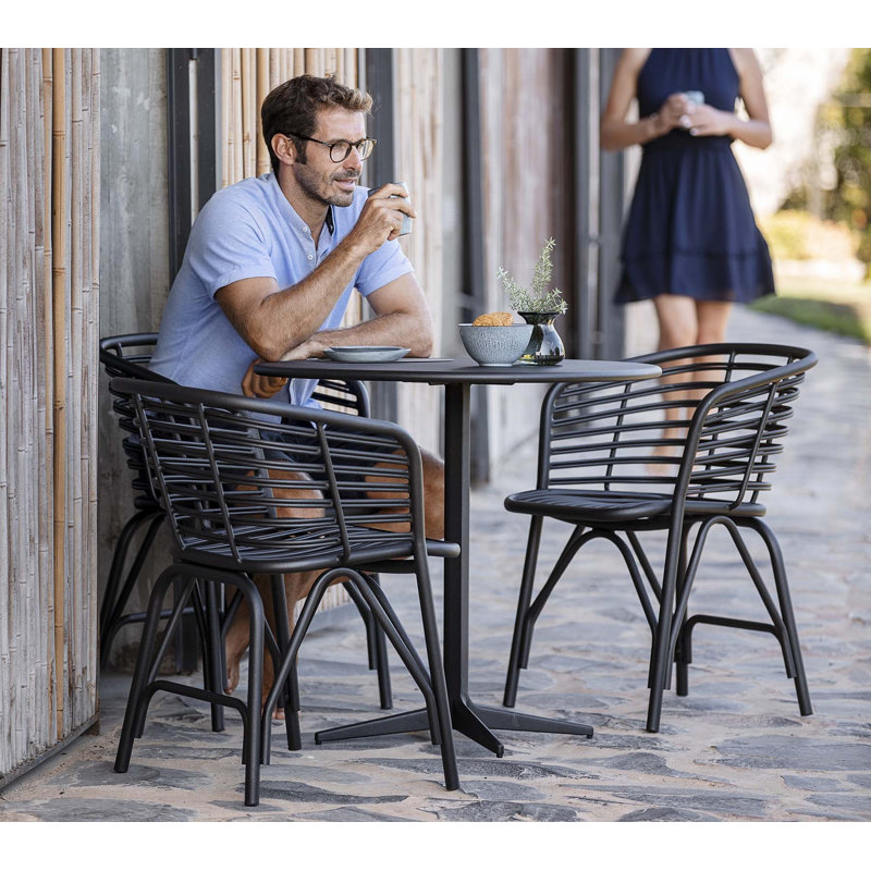 Drop Outdoor Round Coffee Table, Lava Gray, Lava Gray, 31.5" W x 31.5" L x 29.6" H