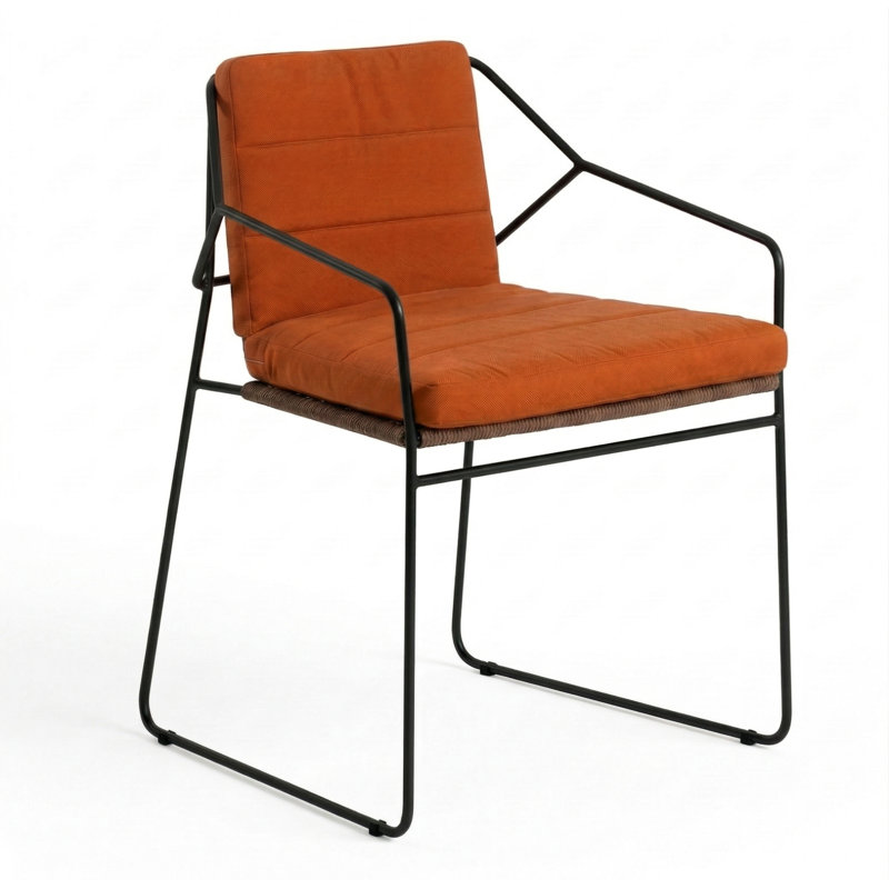 Sandur Outdoor Dining Armchair, Terra Cotta Rope/Black Frame, Cayenne