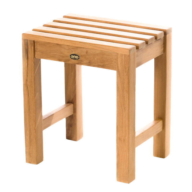 Teak Shower Bench, 17.75" H x 15.75" W x 12.25" D