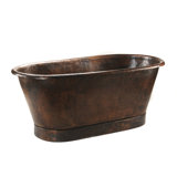 72" Hammered Copper Modern Style Bathtub