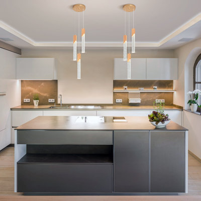 Luminaire suspendu moderne pour cuisine Luminaire de cuisine à DEL à intensité variable Mini luminaires suspendus réglables pour îlot de cuisine