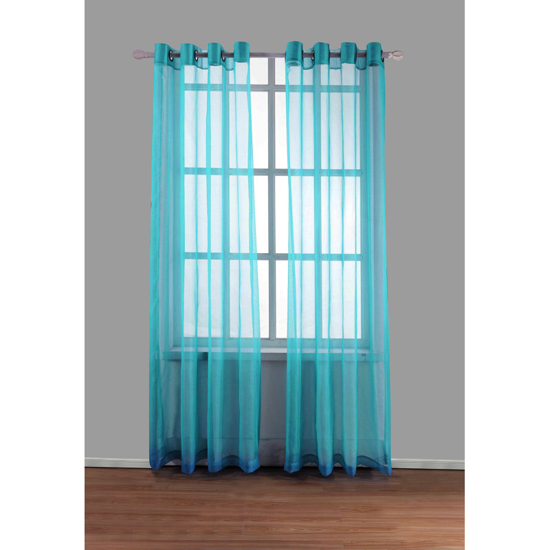 Paire de rideaux transparents avec œillets Johson, Bleu sarcelle