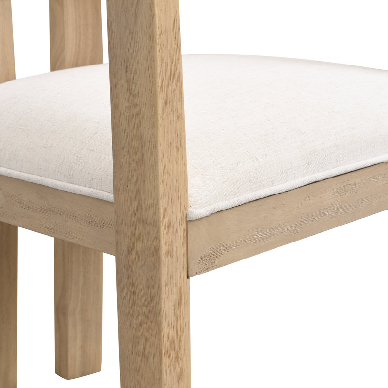 Lyddia Wood Upholstered Dining Chair, Beige Fabric/Light Ash Frame, 2