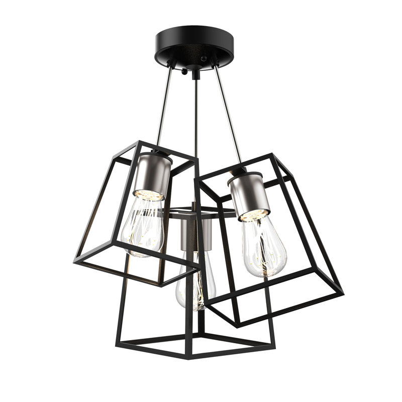 Taryn Semi Flush Mount, Buffed Nickel/Graphite