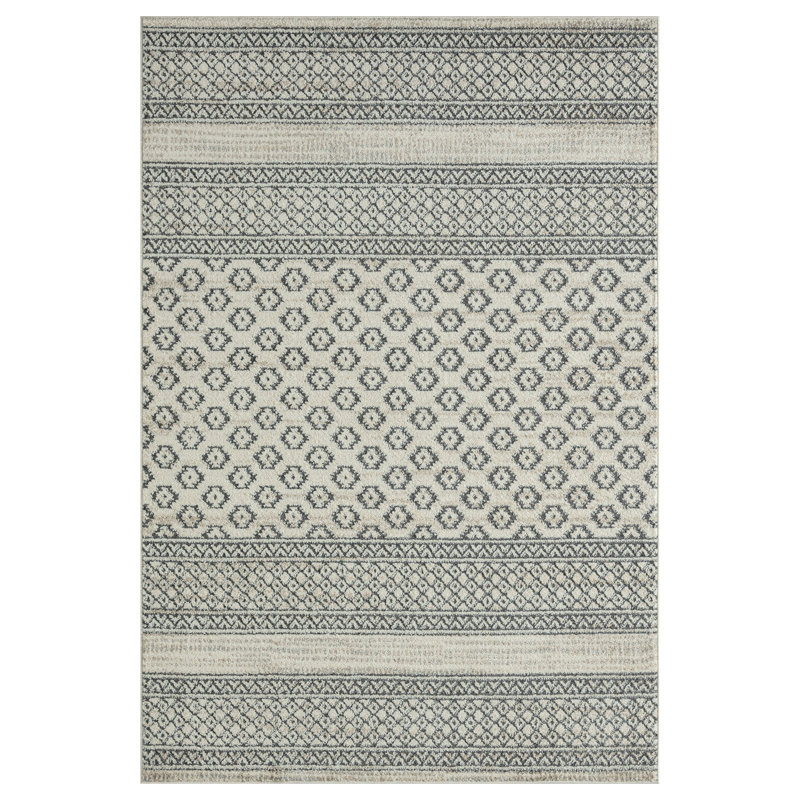 Tapis crème et gris Alejandrino, Rectangle 4 pi x 6 pi