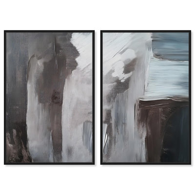 Monochrome Mood I Canvas Set of 2 Digital Abstract Prints by Art Remedy