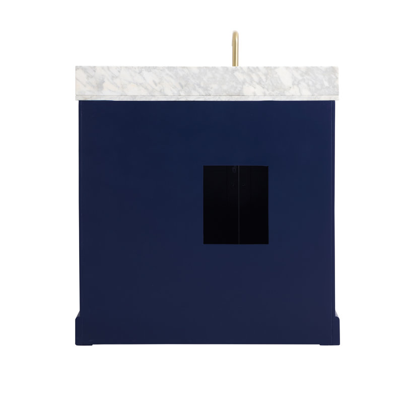 Pardue 36'' Single Bathroom Vanity with Marble Top, Blue