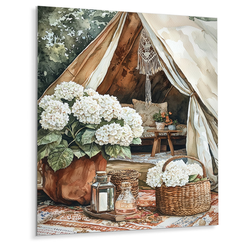 Boho Hydrangeas par The Boho Tent III - Hydrangea, impression murale sur métal, H 32 po x l 24 po