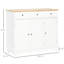 White Kitchen Cabinet With Solid Wood Countertop, 3 Drawers, Doors And Adjustable Shelf For Organization Storage Sideboard - Doors, Countertop In Style