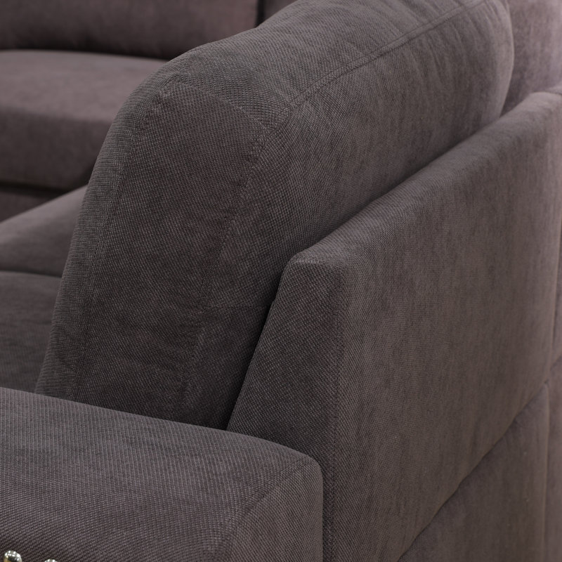Canapé modulaire rembourré 5 pièces Huxley, Flanelle brune