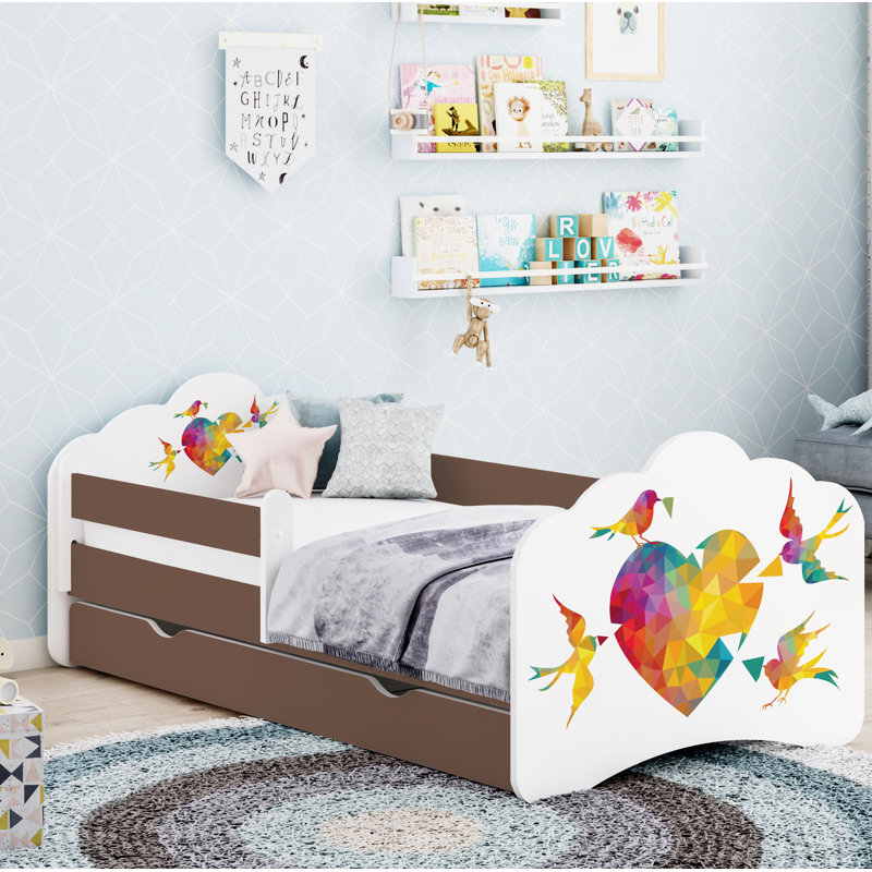 Calabrese European Toddler Bed Frame with Drawers, 70 x 140cm, Cappuccino