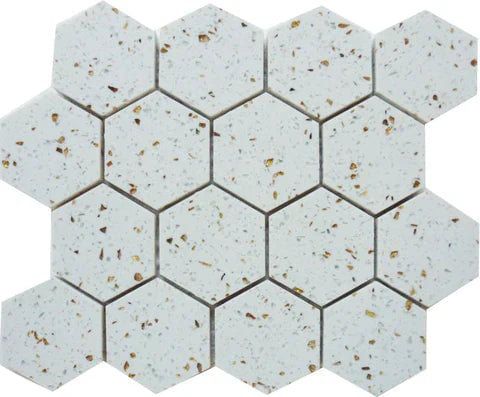Carreau de mosaïque hexagone Terrazzo, 3 po x 3 po