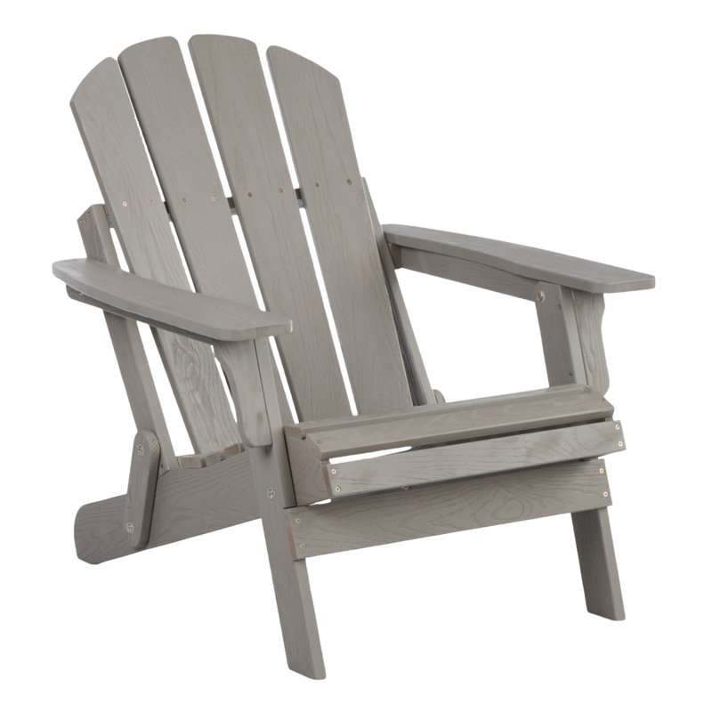 Chaise Adirondack pliante en bois gaufré surdimensionnée avec dossier et siège pré-assemblés, chaise de patio en bois pour patio