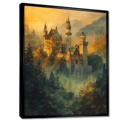 Vintage Fairy Tale Castle In Fog - Castles Wall Art