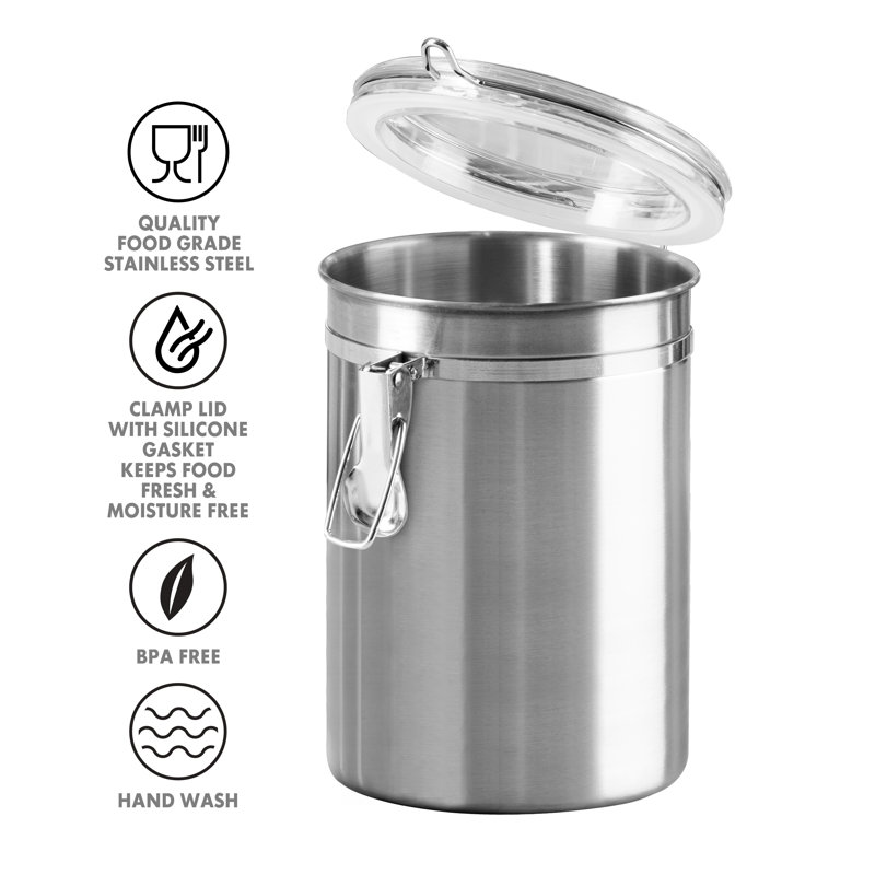 Stainless Steel Airtight Clamp Canister with Clear Lid